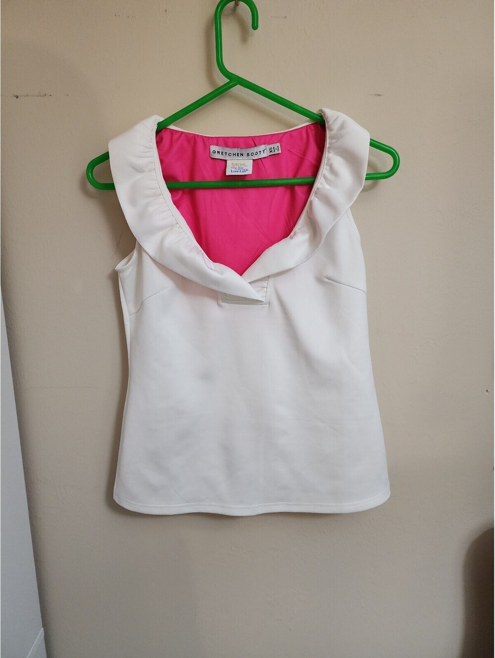 GRETCHEN Scott Sleeveless White Top with Ruffled Collar